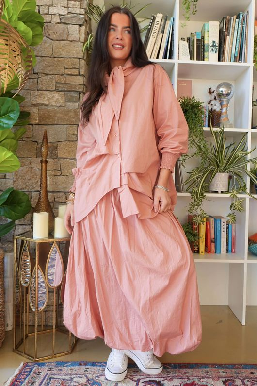 Paloma Bubble Hem Midi Skirt Sundown